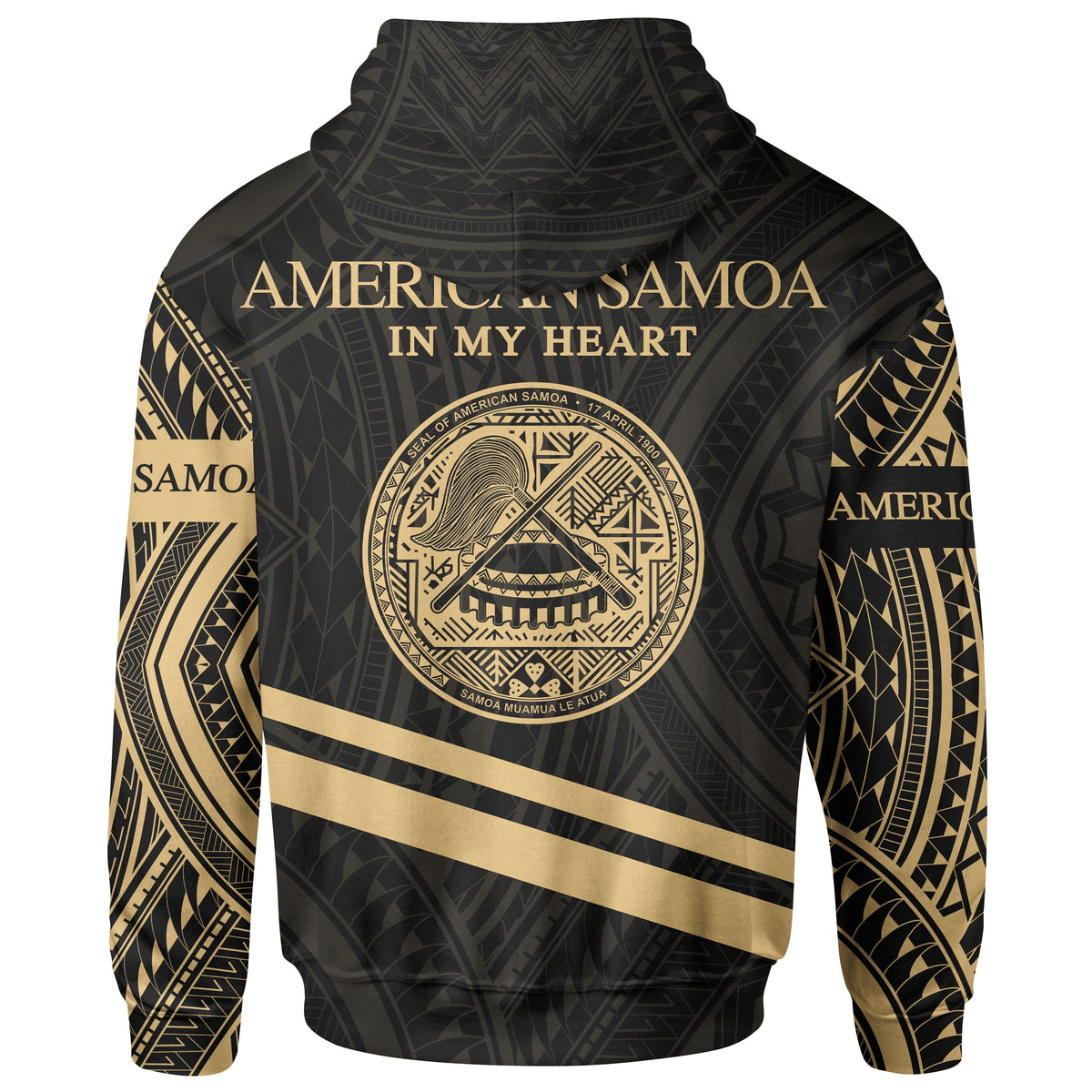 American Samoa Hoodie In My Heart Style Gold Polynesian Patterns - Polynesian Pride