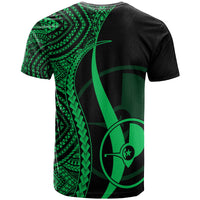 Yap Custom T Shirt Green Micronesian Tentacle Tribal Pattern - Polynesian Pride