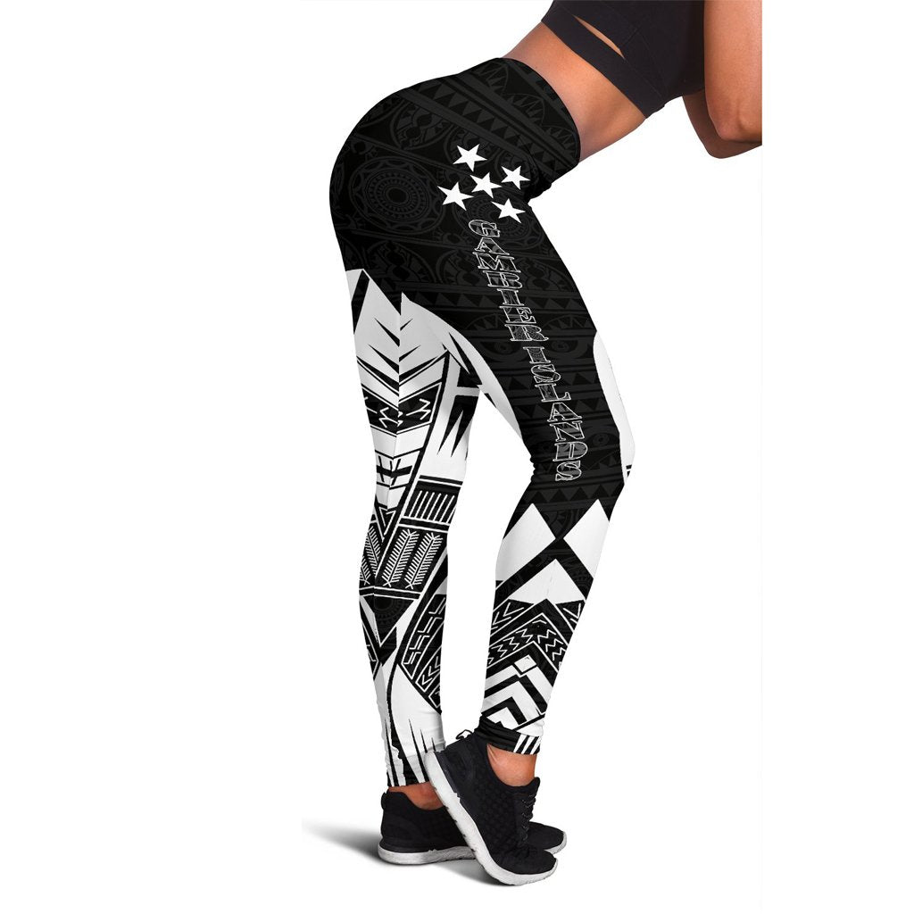 Gambier Islands Polynesian Leggings - Polynesian Tattoo Black Version Black - Polynesian Pride