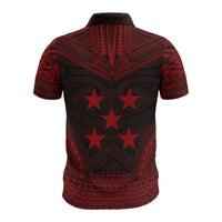 Gambier Islands Custom Polo Shirt Gambier Islands Flag Polynesian Chief Tattoo Red Version - Polynesian Pride
