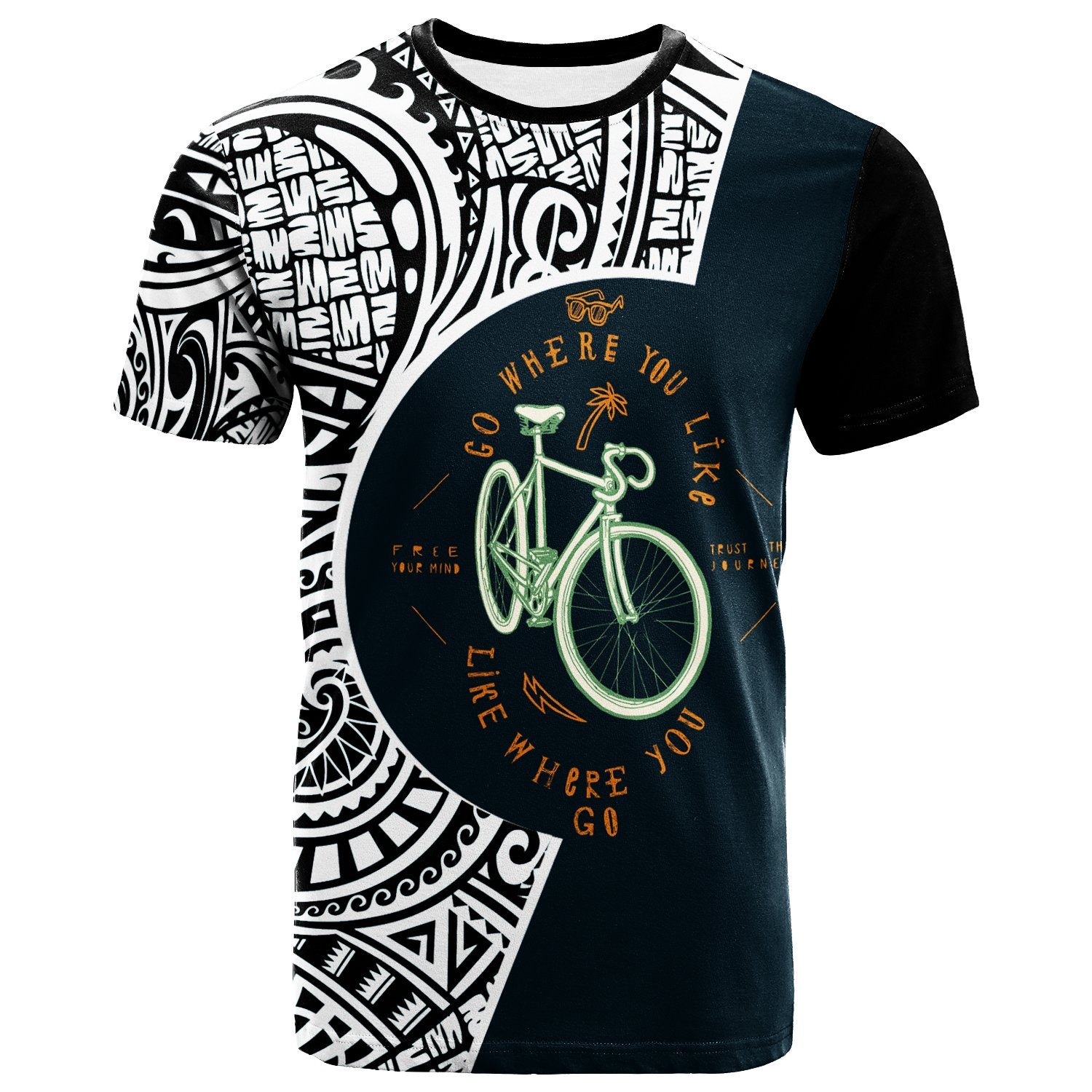 Polynesian T Shirt Go Biking Unisex Black - Polynesian Pride