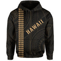 Polynesian Kakau Turtle Ohana Map of Hawaii Hoodie Gold - Polynesian Pride