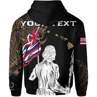 Personalized Hawaii Map Polynesian Warrior Ikaika Hoodie William Style Gold - Polynesian Pride