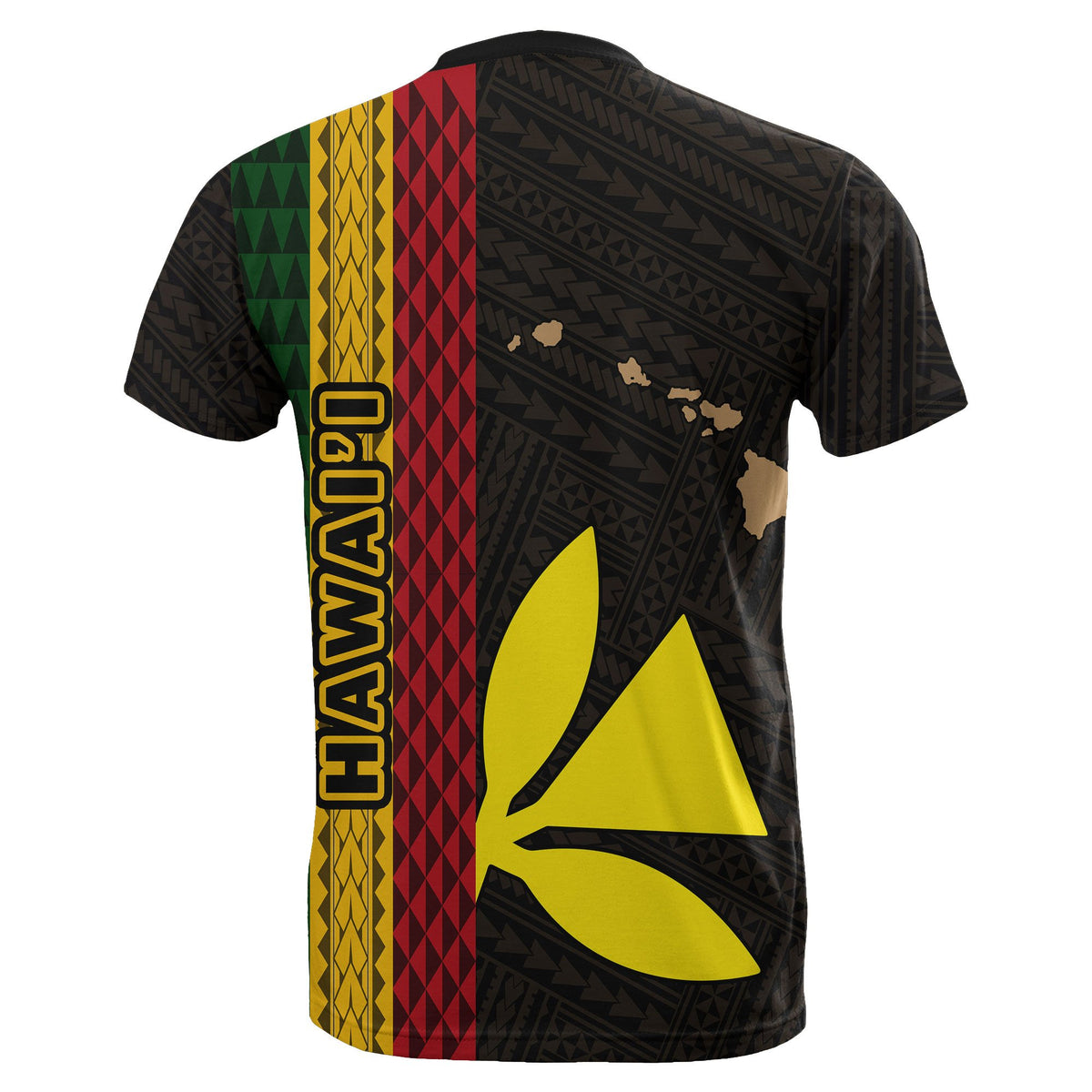 Hawaii Kanaka Flag T Shirt Polynesian Hawaii Culture Gold - Polynesian Pride