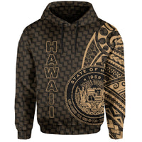 Hawaii Polynesian Hoodie Gold Emboss Style - Polynesian Pride