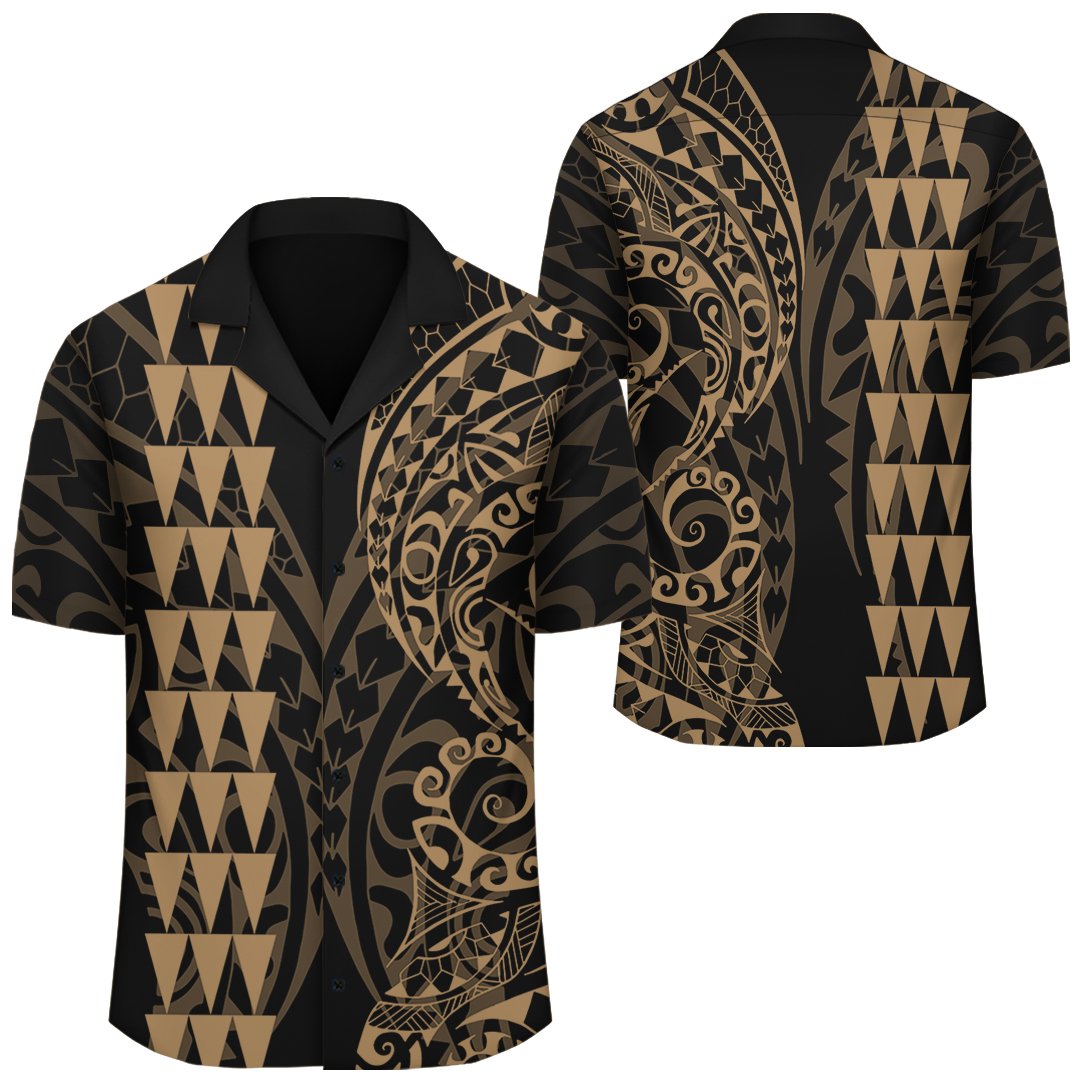 Kakau Polynesian Tribal Hawaiian Shirt Multicolor Unisex Gold - Polynesian Pride