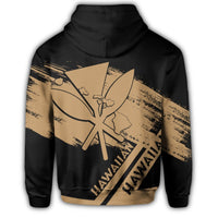 Hawaiian Map Kanaka Identifier Hoodie Zip Gold Brusch Style - Polynesian Pride
