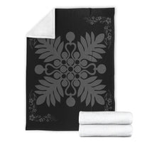 Hawaiian Quilt Maui Plant And Hibiscus Premium Blanket - Gray Black - AH - Polynesian Pride