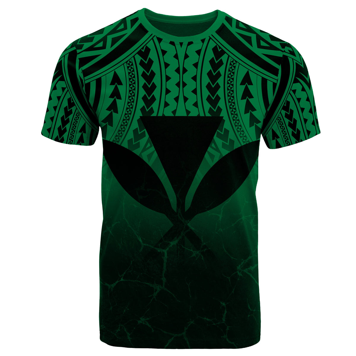 Hawaii Polynesian Kanaka Map Eruption T Shirt Roman Style Green - Polynesian Pride