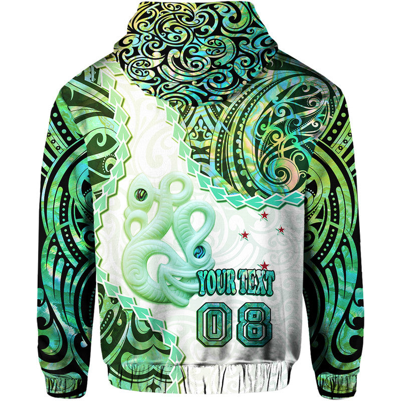 Custom New Zealand Maori Hoodie Aotearoa Manaia Green Paua Shell LT9 - Polynesian Pride