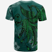 Guam T Shirt Polynesian Phoenix Bird, Fairytales Bird Green - Polynesian Pride