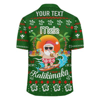 (Personalized) Hawaiian Santa Claus Mele Kalikimaka Shirt - Aviv Style - Green - AH - Polynesian Pride
