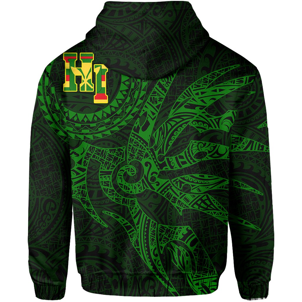 Hawaii Hoodie Polynesian Kanaka Map Hawaiian Hoodie Green Kanaka TT Style - Polynesian Pride