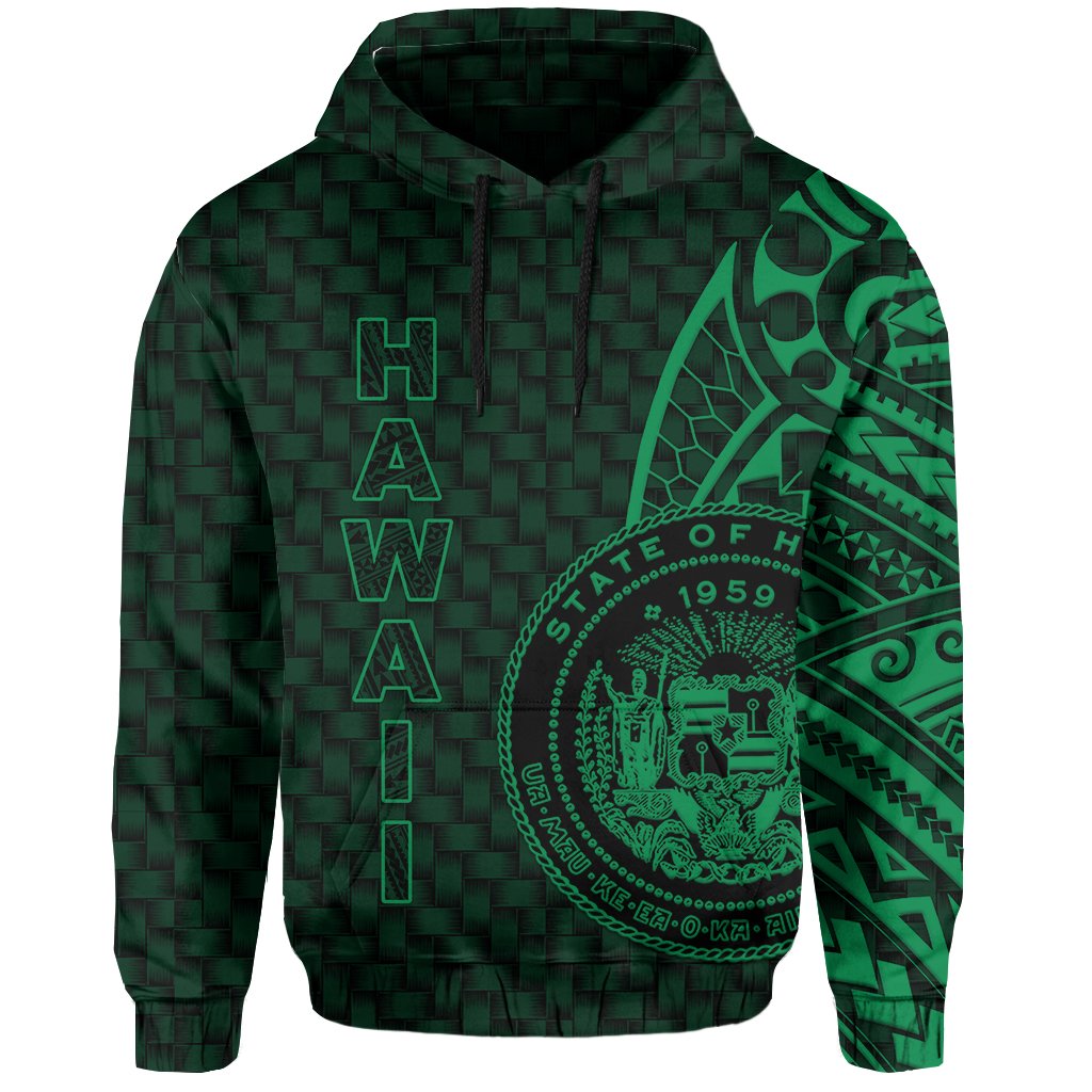 Hawaii Polynesian Hoodie Green Emboss Style - Polynesian Pride