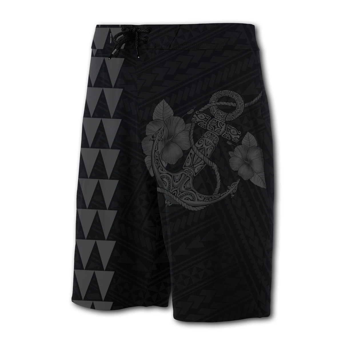 Hawaii Kakau Polynesian Anchor Board Shorts - Grey - Polynesian Pride