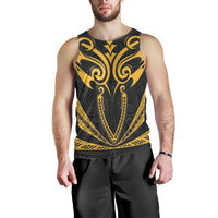 Hawaii Kanaka Polynesian Football Jersey Men's Tank Top - Grey And Yellow - Bernice - AH - Polynesian Pride
