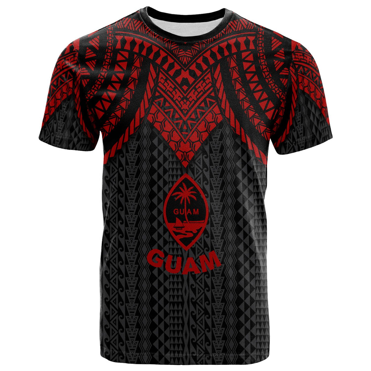 Guam T Shirt Polynesian Armor Style Red Unisex Red - Polynesian Pride