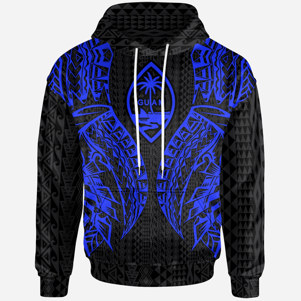 Guam Hoodie Polynesian Lion Head Blue Style Unisex Blue - Polynesian Pride