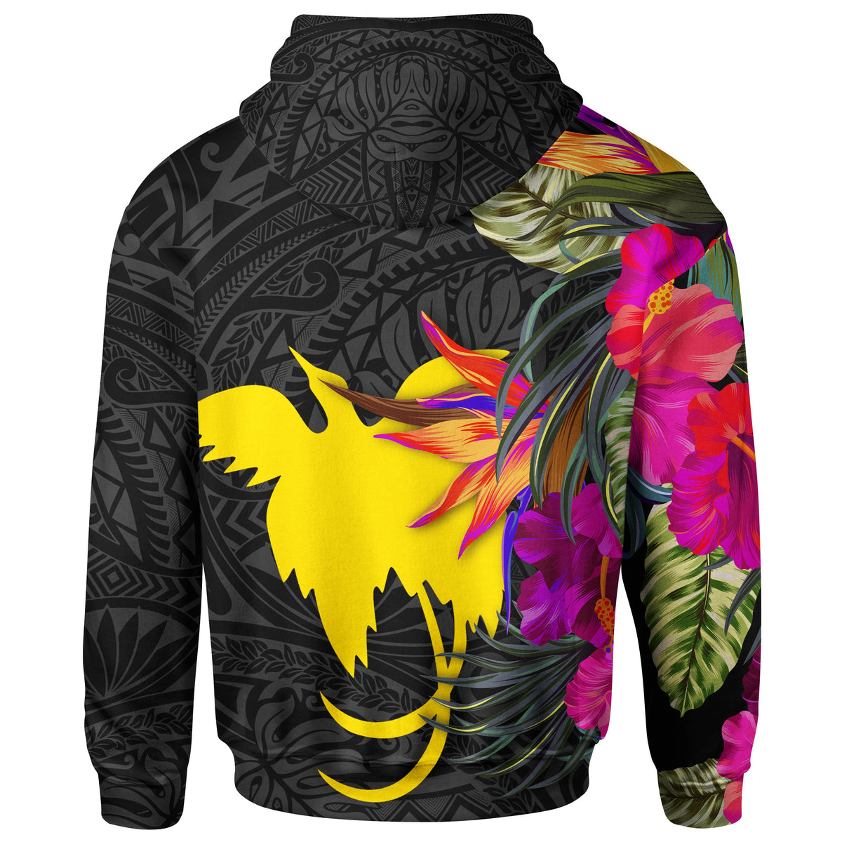 Papua New Guinea Zip up Hoodie Hibiscus Polynesian Pattern - Polynesian Pride