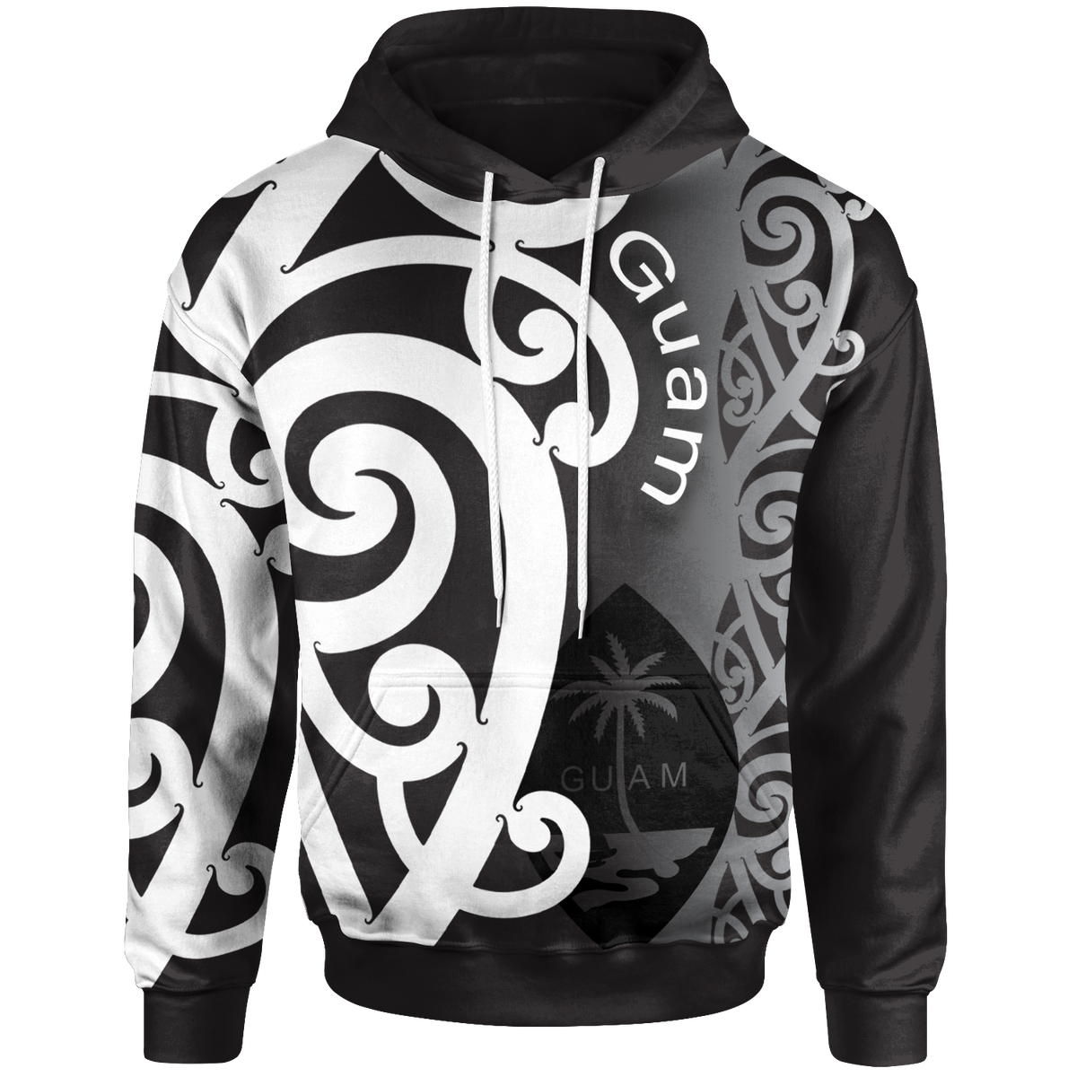Guam Hoodie Micronesian Maori Pattern Style White Unisex White - Polynesian Pride