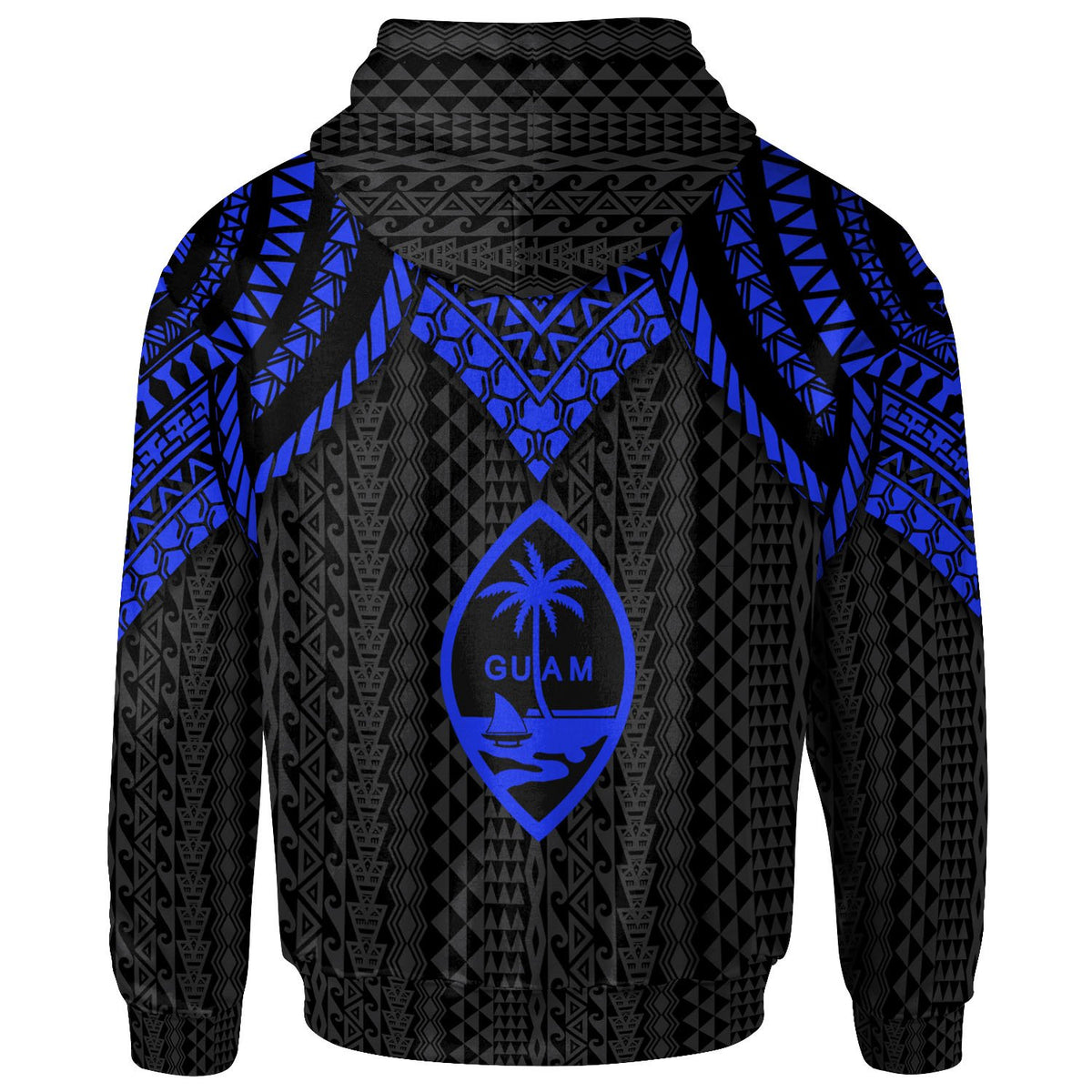 Guam Custom Hoodie Polynesian Armor Style Blue - Polynesian Pride