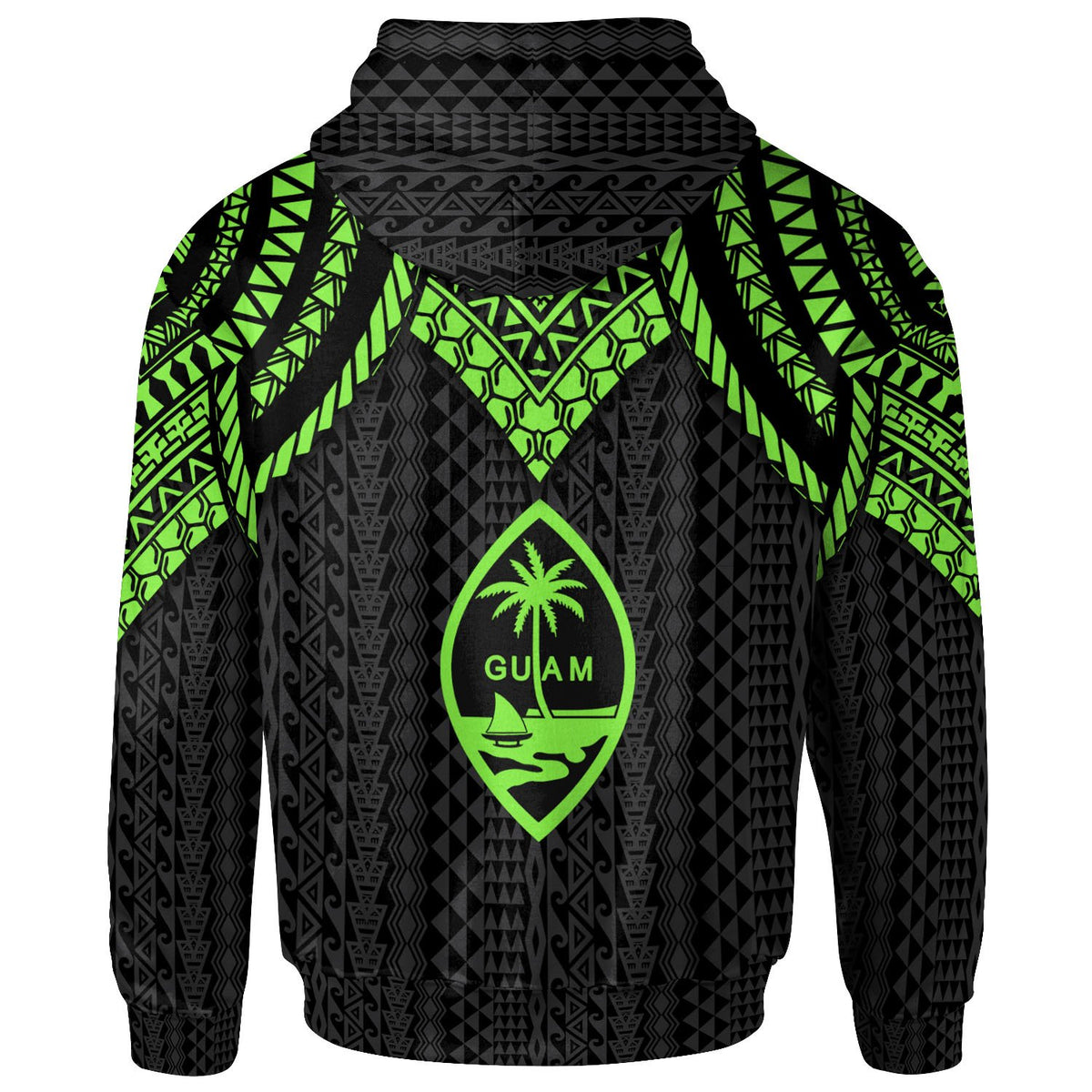 Guam Hoodie Polynesian Armor Style Green - Polynesian Pride