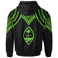 Guam Custom Zip up Hoodie Polynesian Armor Style Green - Polynesian Pride