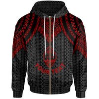 Guam Custom Zip up Hoodie Polynesian Armor Style Red Unisex Red - Polynesian Pride