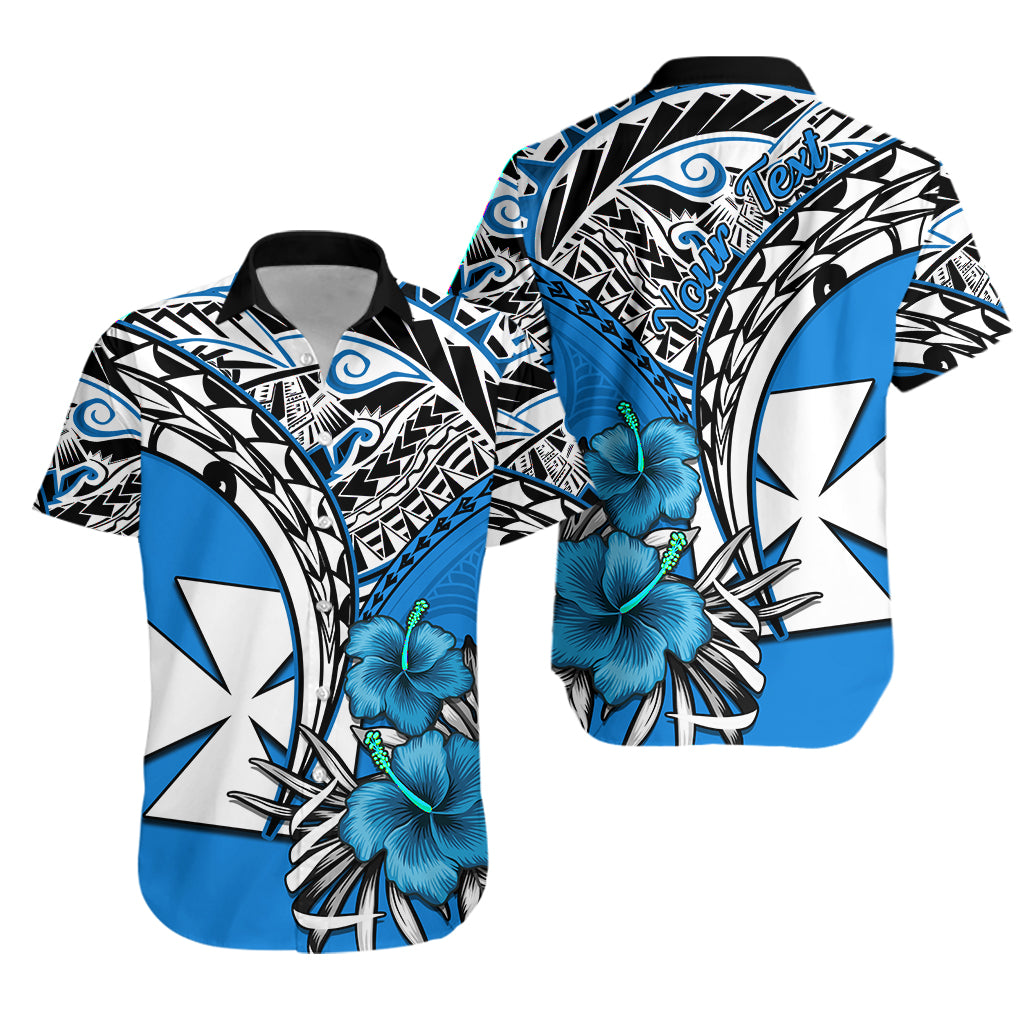 (Custom Personalised) Wallis et Futuna Hawaiian Shirt Polynesian Pattern and Hibiscus Flowers Version Blue LT13 Unisex Blue - Polynesian Pride