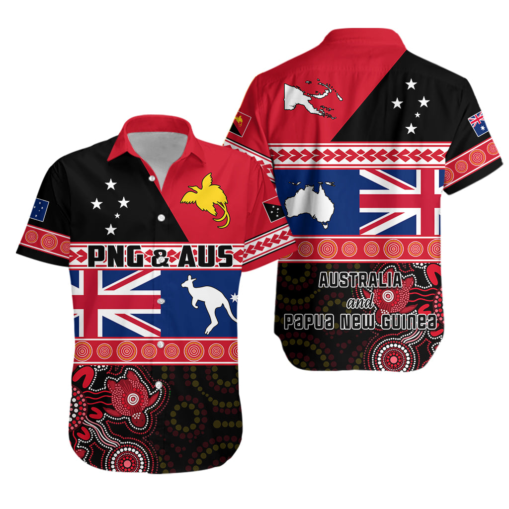 Papua New Guinea and Australia T Shirt Hawaiian Shirt PNG and AUS LT13 Unisex Black - Polynesian Pride