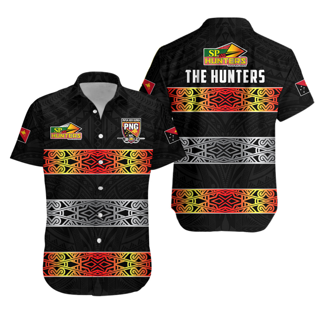 The Hunters PNG Hawaiian Shirt Papua New Guinea Hunters Rugby LT13 Unisex Black - Polynesian Pride