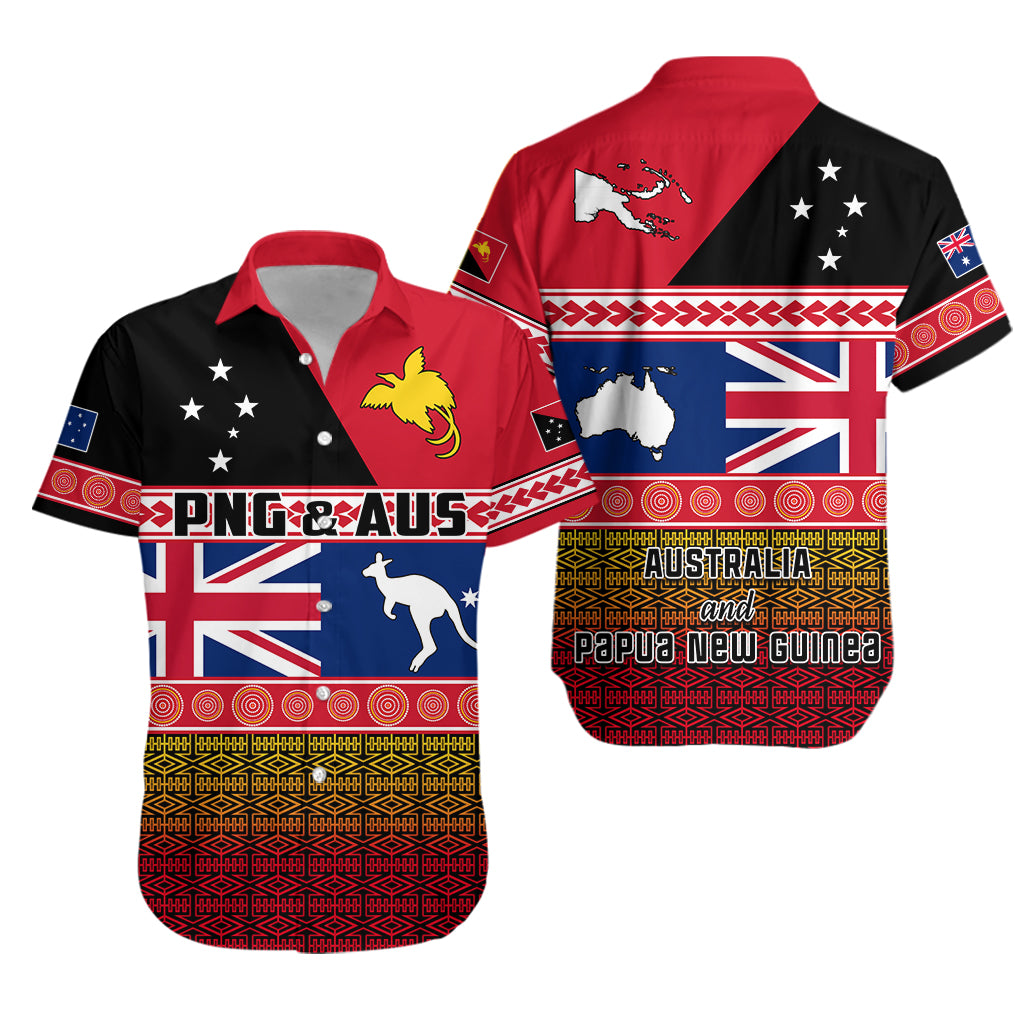 Papua New Guinea and Australia Hawaiian Shirt Polynesian PNG and AUS LT13 Unisex Black - Polynesian Pride