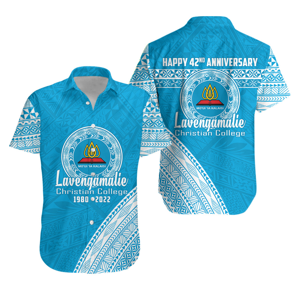 Lavengamalie College Tonga Hawaiian Shirt Happy 42nd Anniversary LT13 Unisex Blue - Polynesian Pride