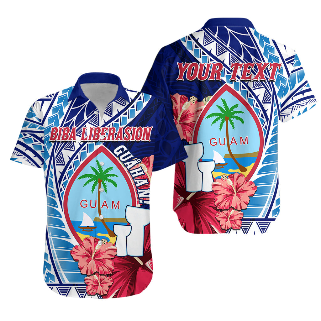 (Custom Personalised) Guam Chamorro Hawaiian Shirt Happy Liberation Day Latte Stone LT13 Unisex Blue - Polynesian Pride