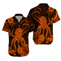 Polynesian Couple Outfits Hawaii Matching Dress and Hawaiian Shirt Polynesia Orange Octopus LT13 - Polynesian Pride