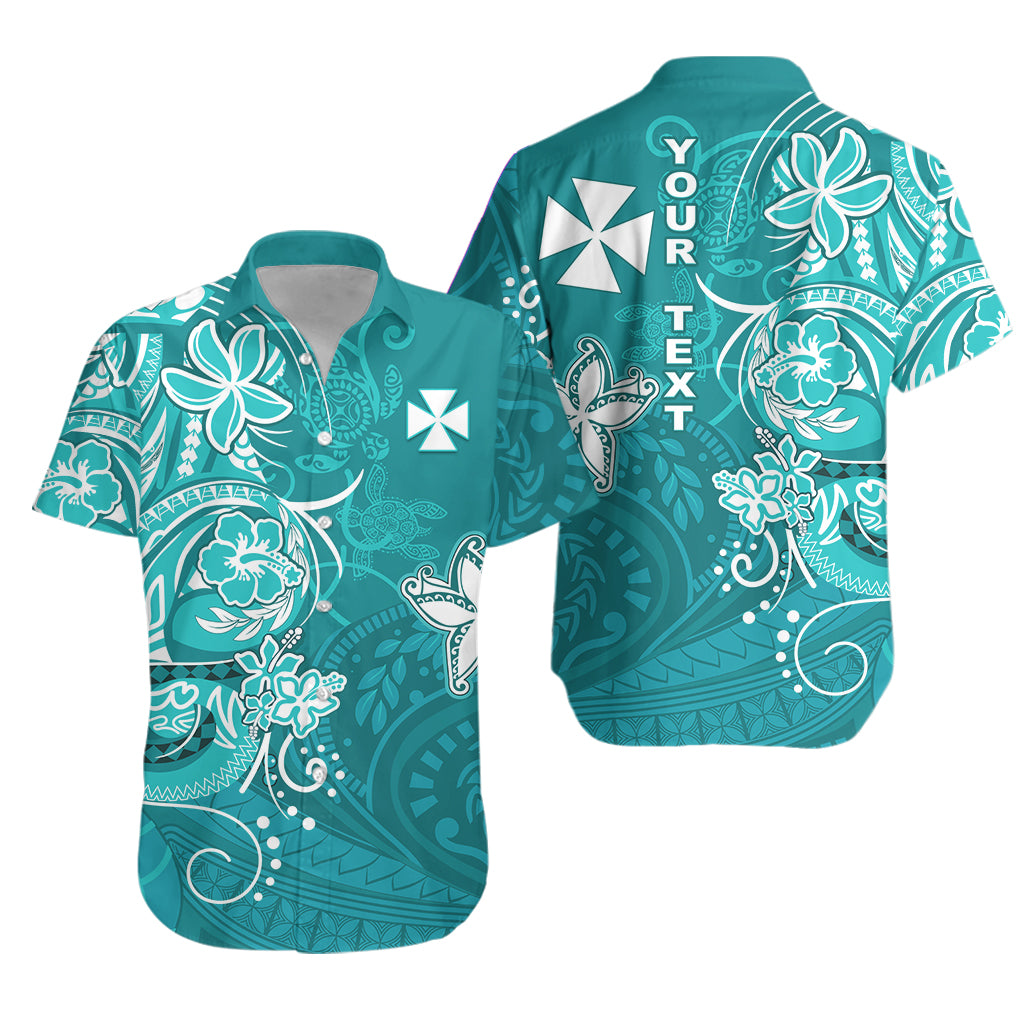 Custom Wallis et Futuna Matching Dress and Hawaiian Shirt Polynesia Turquoise Sea Turtle and Flowers LT13 - Polynesian Pride