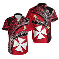Custom Wallis And Futuna Matching Dress and Hawaiian Shirt Plumeria Flowers with Red Polynesian Pattern LT14 - Polynesian Pride