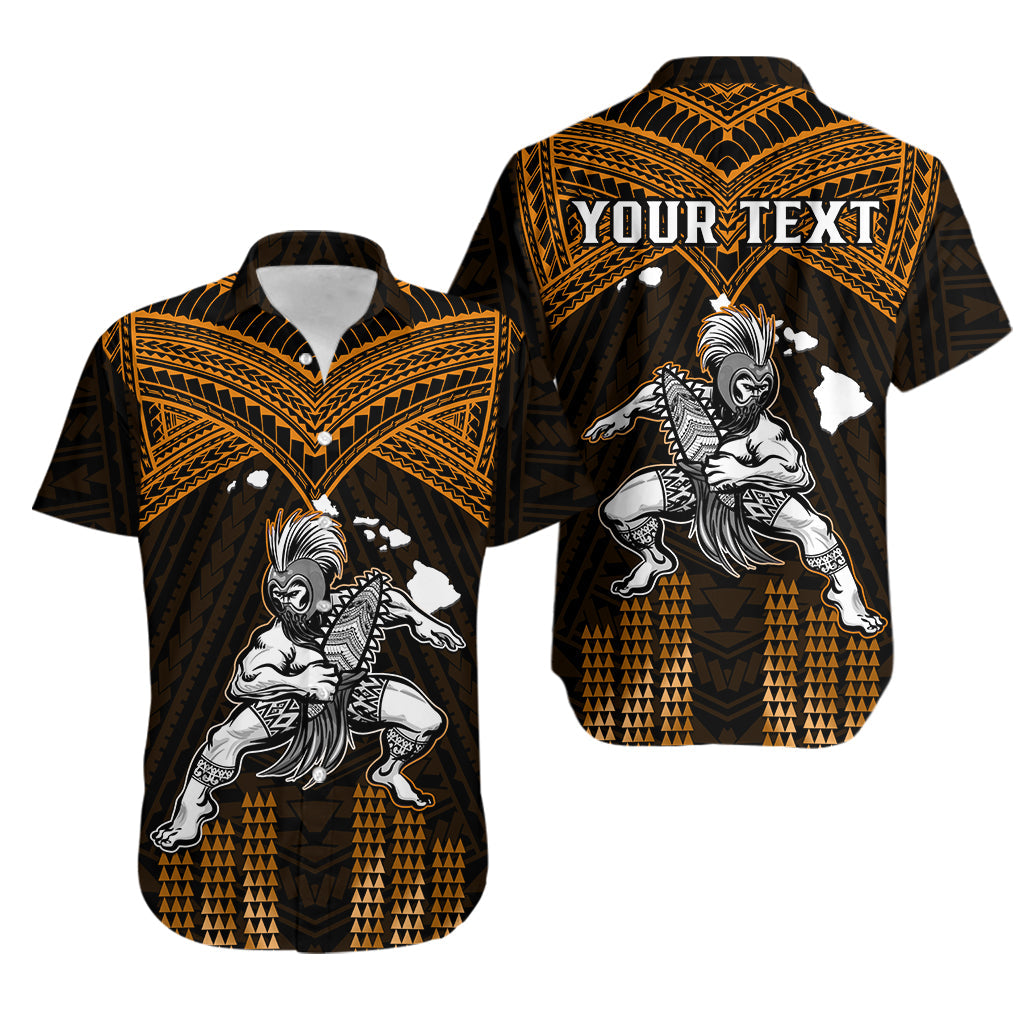 Custom Hawaiian Warrior Matching Dress and Hawaiian Shirt Polynesian Tribal Gold LT14 - Polynesian Pride