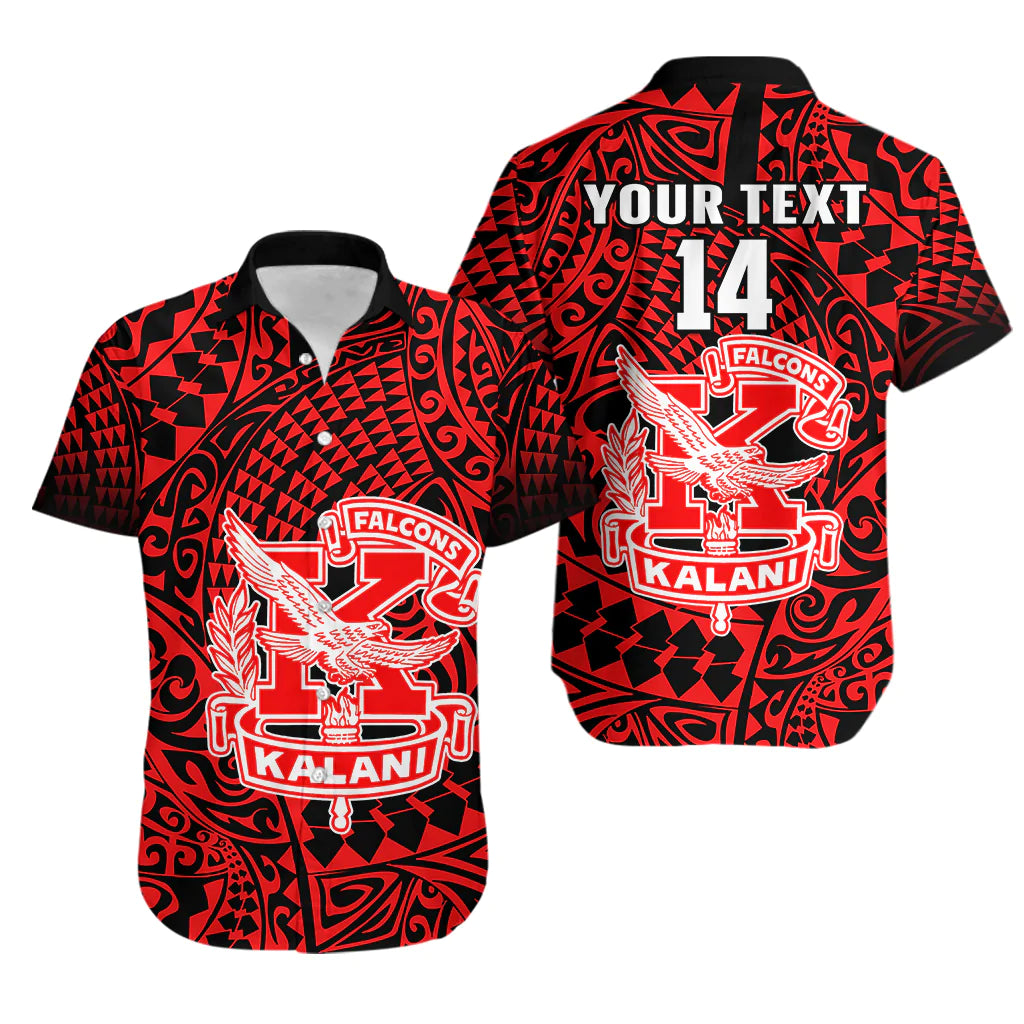 (Custom Text And Number) Hawaii Hawaiian Shirt Kalani High School Tribal Kakau LT14 Red - Polynesian Pride