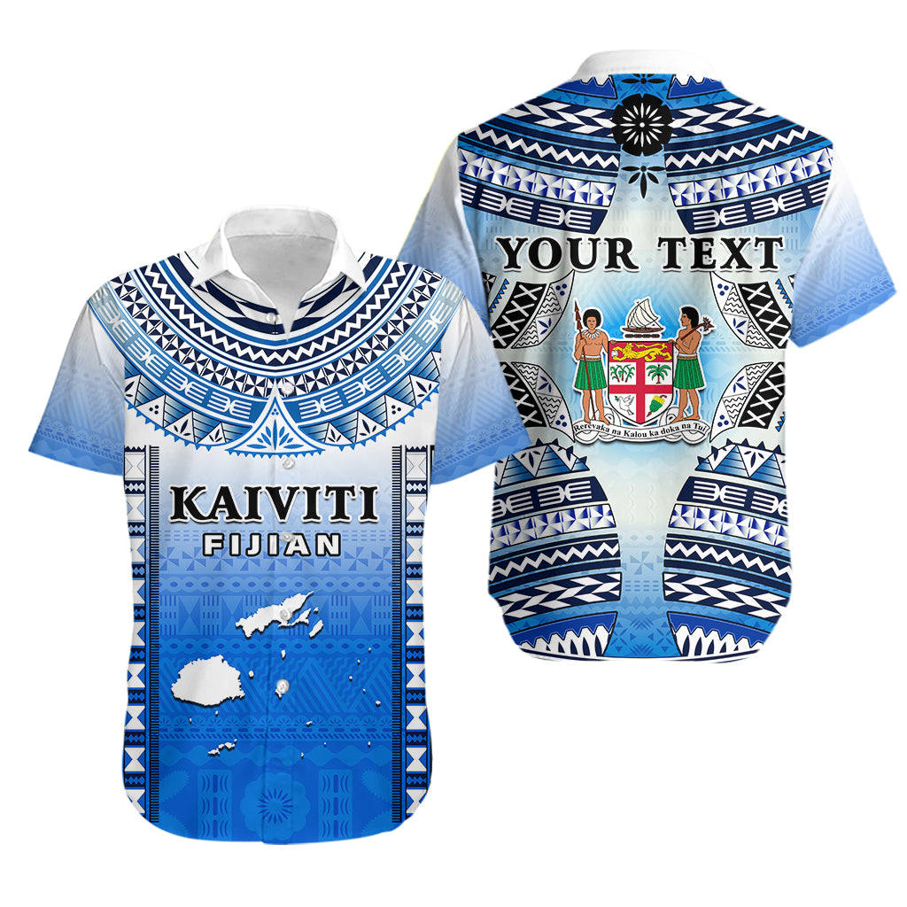 Custom Text And Number Fiji Hawaiian Shirt Kaiviti Fijian Special Tapa Pattern LT14 Unisex Blue - Polynesian Pride