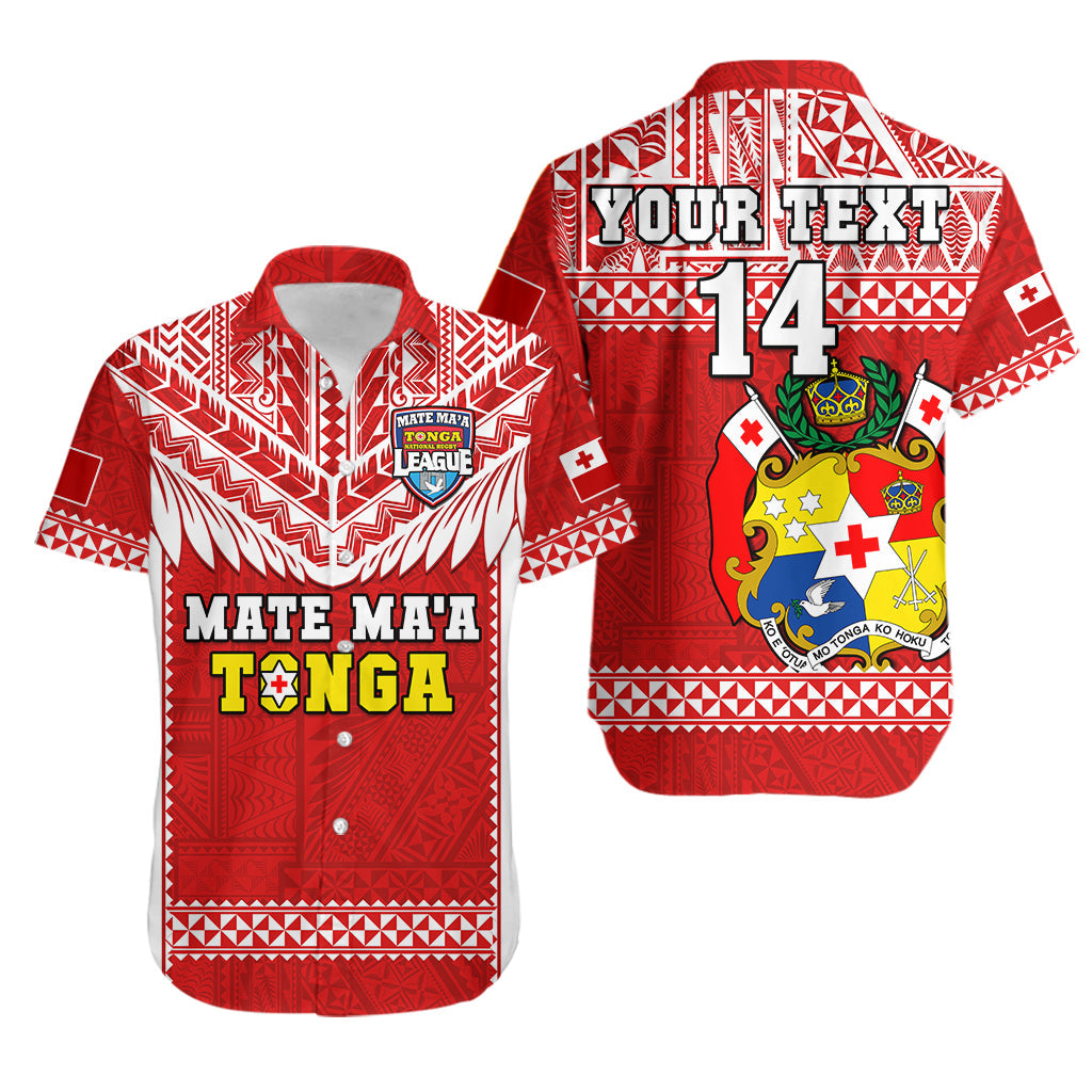 (Custom Text And Number) Tonga Rugby Hawaiian Shirt Mate Maa Tonga Pacific Ngatu White LT14 Red - Polynesian Pride