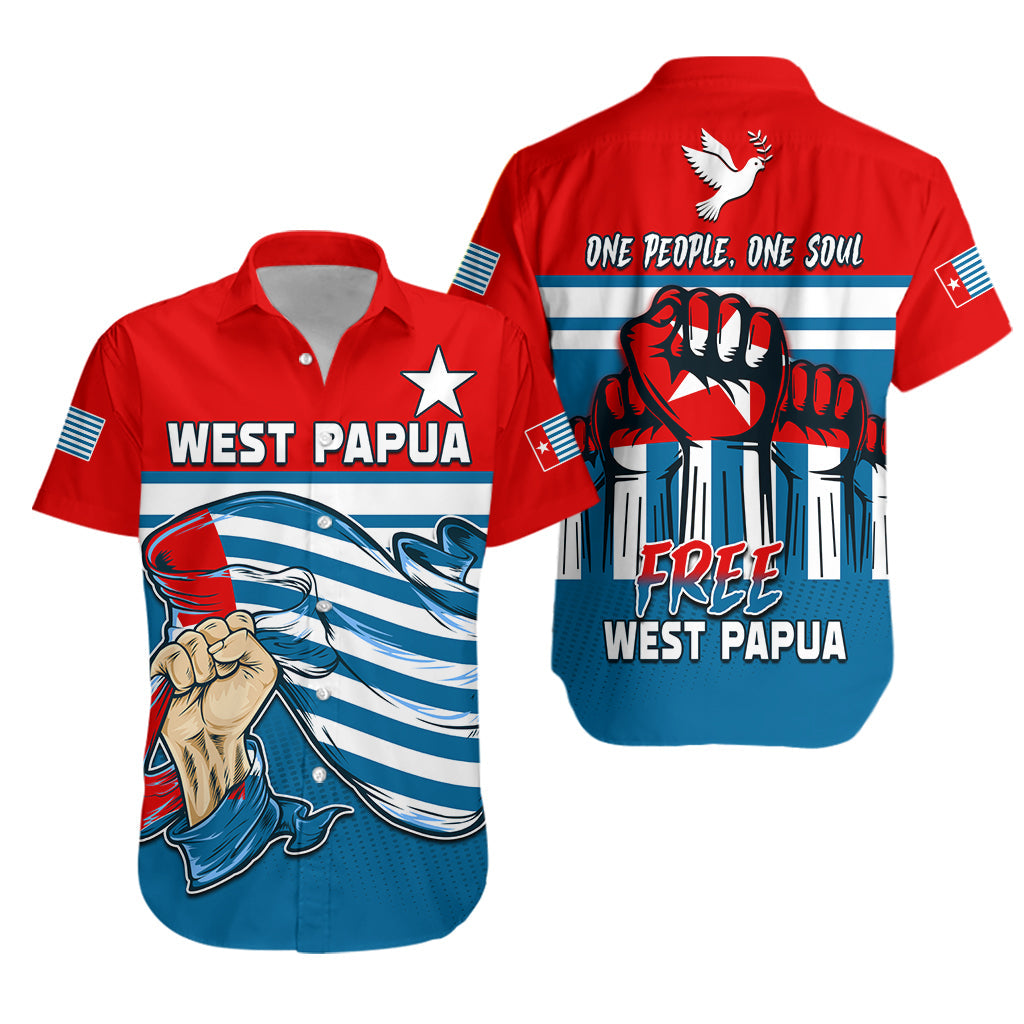 Free West Papua Hawaiian Shirt One People One Soul Strong West Papuan LT13 Blue - Polynesian Pride