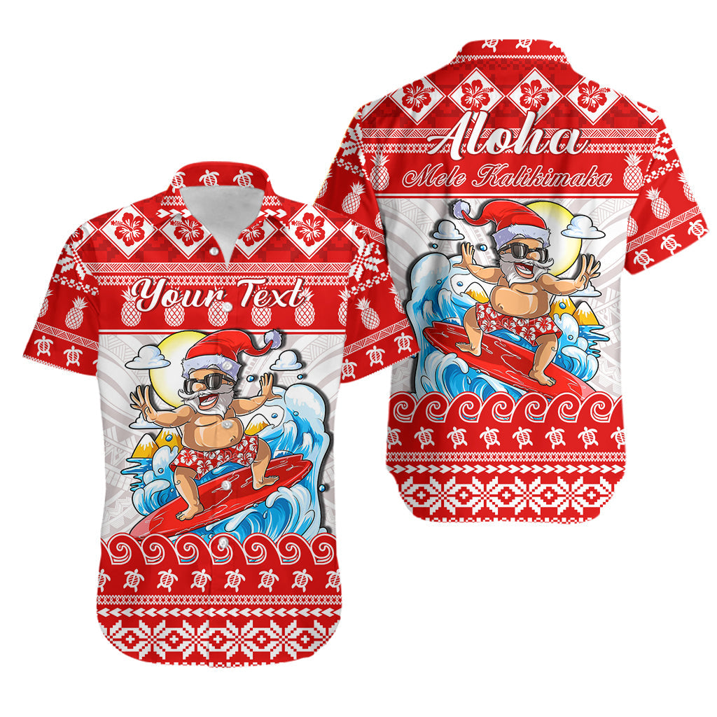 Custom Personalised Hawaii Christmas Hawaiian Shirt Surfing Santa Mele Kalikimaka Polynesian LT14 Unisex Red - Polynesian Pride
