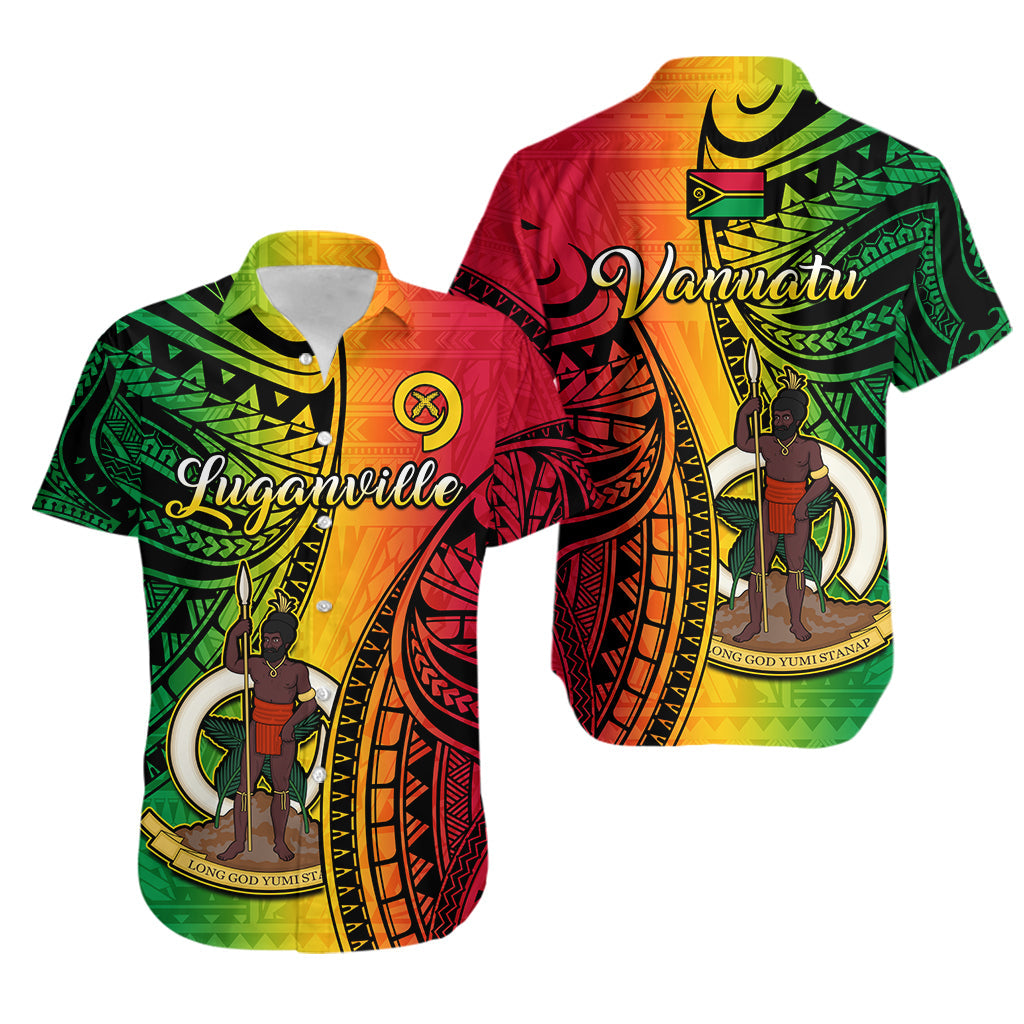 Vanuatu Matching Hawaiian Shirt and Dress Luganville Polynesian Reggae Coat Of Arms LT14 - Polynesian Pride
