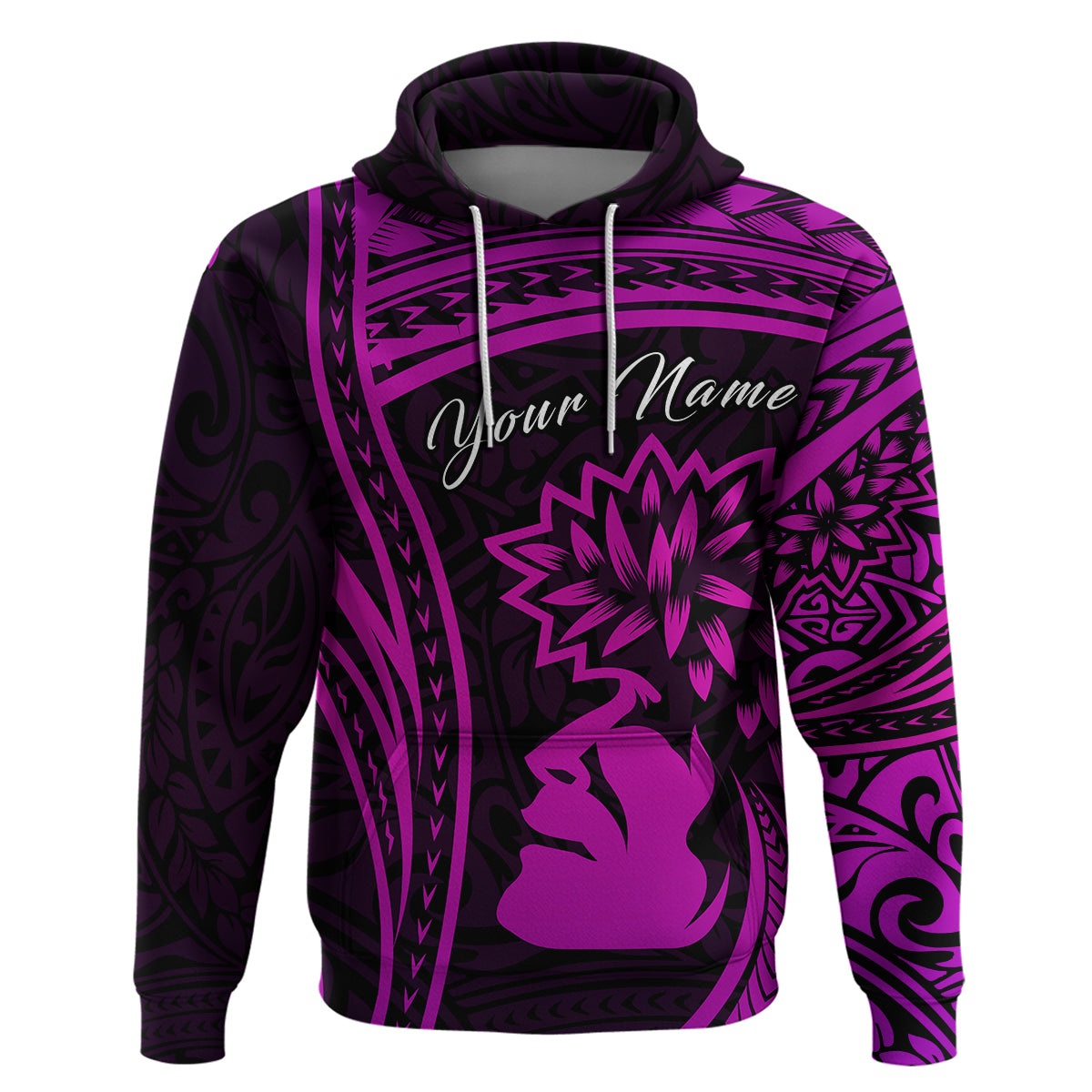 Custom Polynesian Valentine Couple Hoodie I LOVE YOU Hibiscus Style Purple LT13 No Women - Polynesian Pride