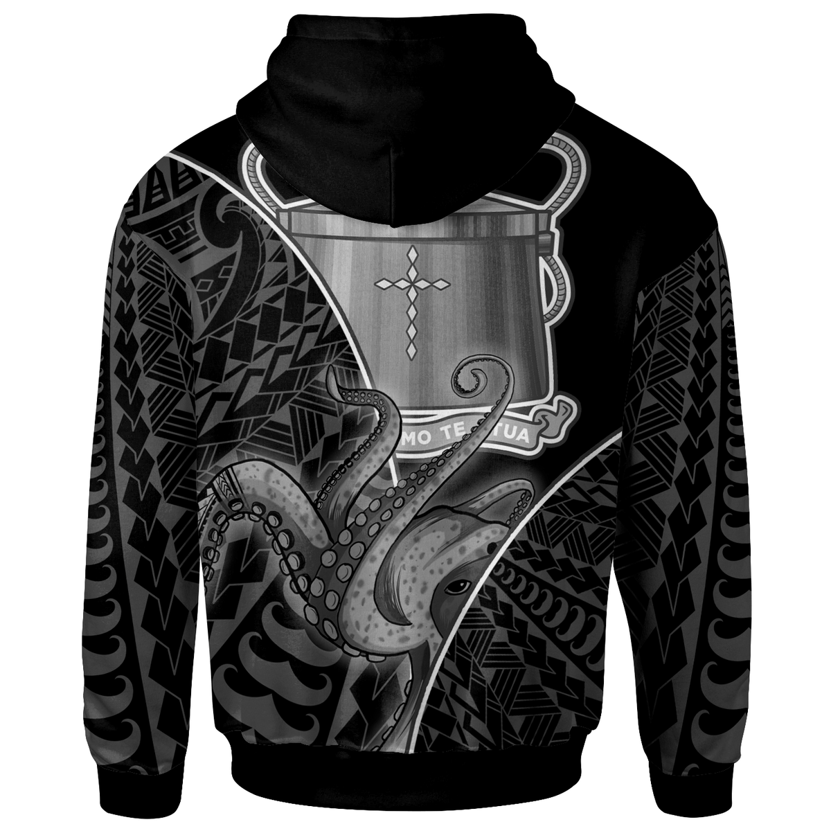 Tokelau Zip Hoodie Octopus Style White Color - Polynesian Pride