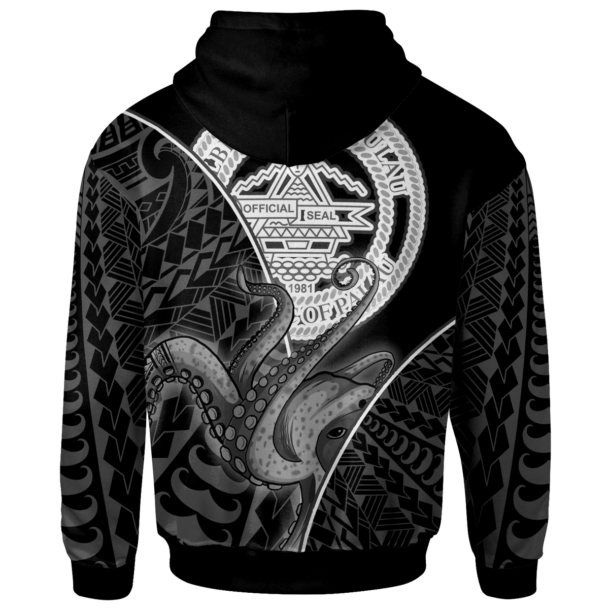 Palau Zip Hoodie Octopus Style White Color - Polynesian Pride