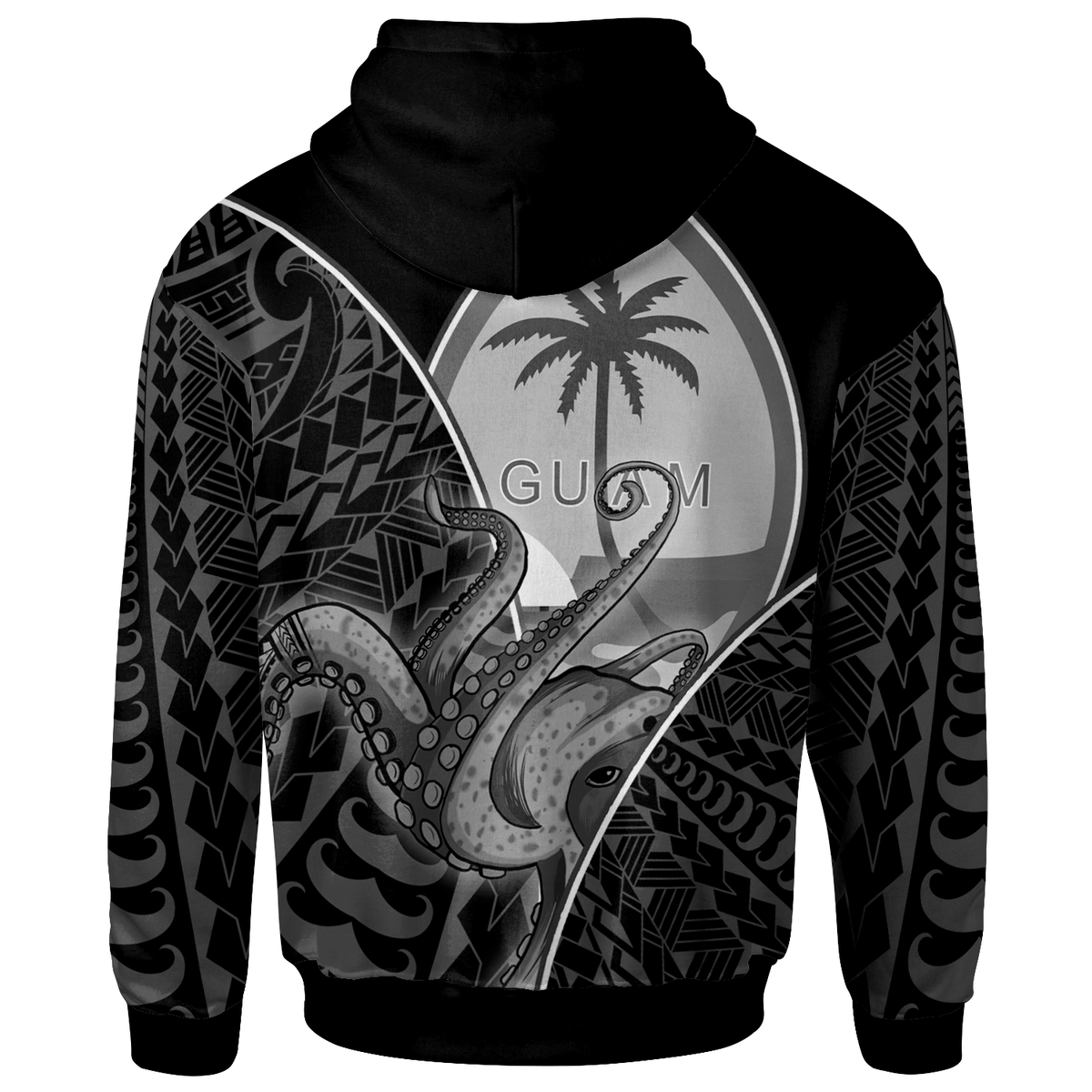 Guam Hoodie Octopus Style White Color - Polynesian Pride