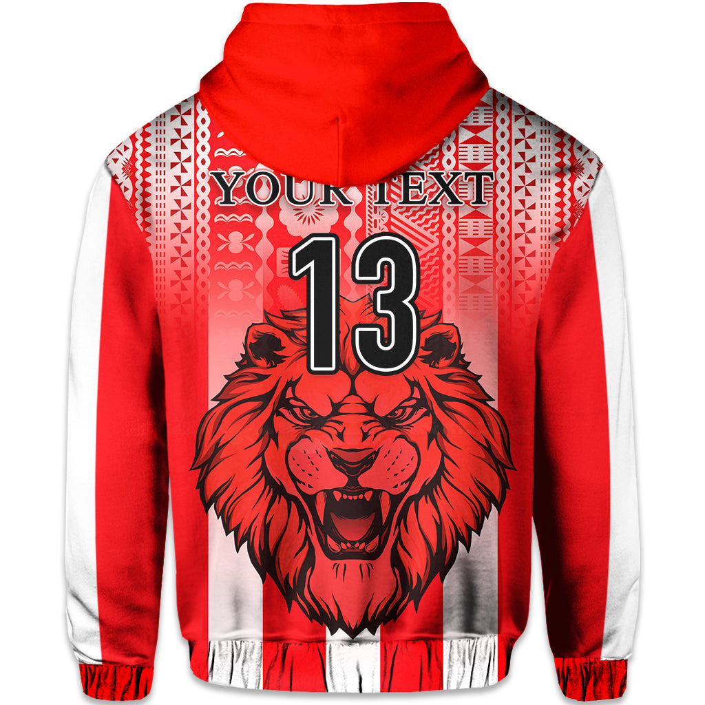 Custom Football LABASA FA Hoodie Red Lion Fiji Custom Text and Number LT13 - Polynesian Pride