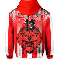 Custom Football LABASA FA Hoodie Red Lion Fiji Custom Text and Number LT13 - Polynesian Pride